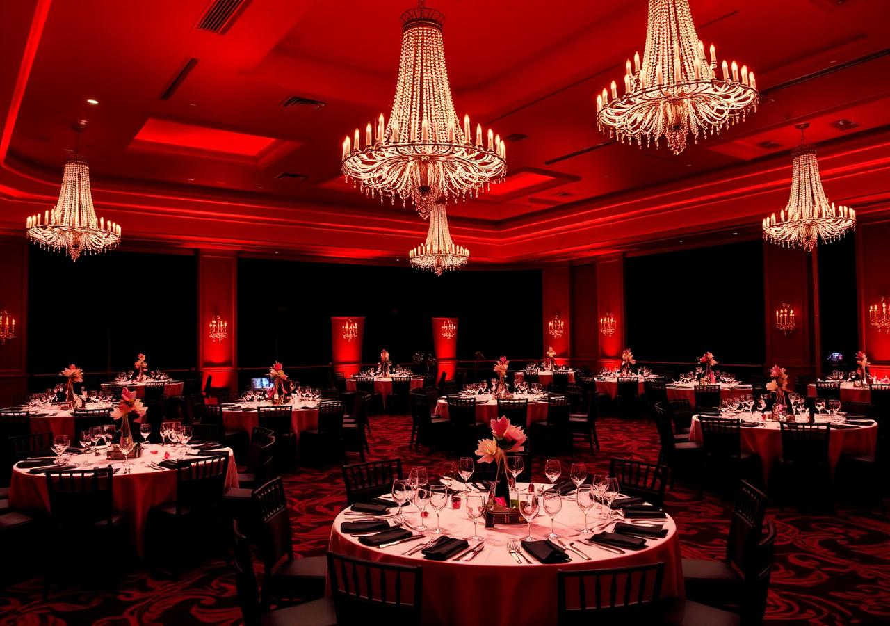Black-tie gala ballroom set for the Grabbys Nomination Gala
